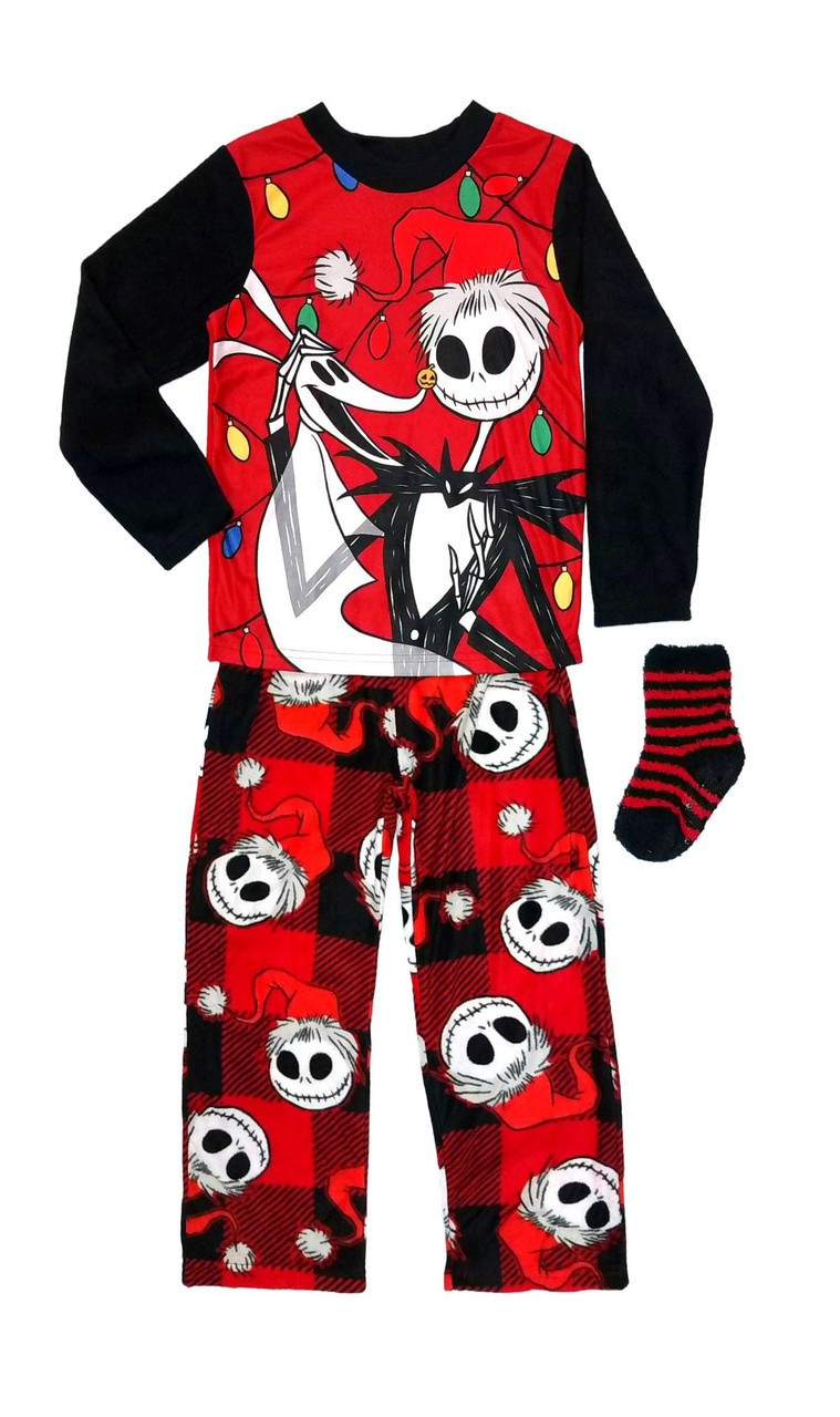 Jack Skellington Sandy Claws and Zero Soft Fleece Christmas Pajama