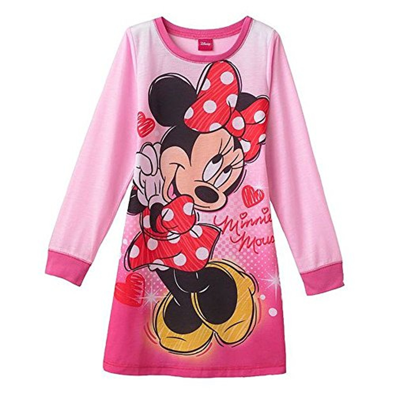 Minnie Mouse Classic Girl s Pink Long Sleeved Polyester Nightgown