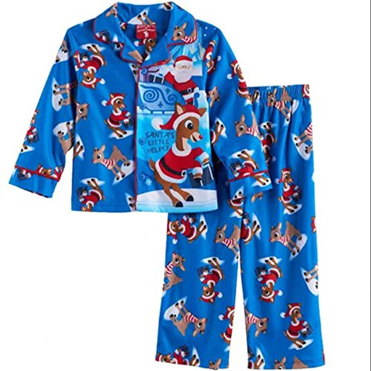 Rudolph The Red Nosed Reindeer Santa s Helper Flannel Pajama Set