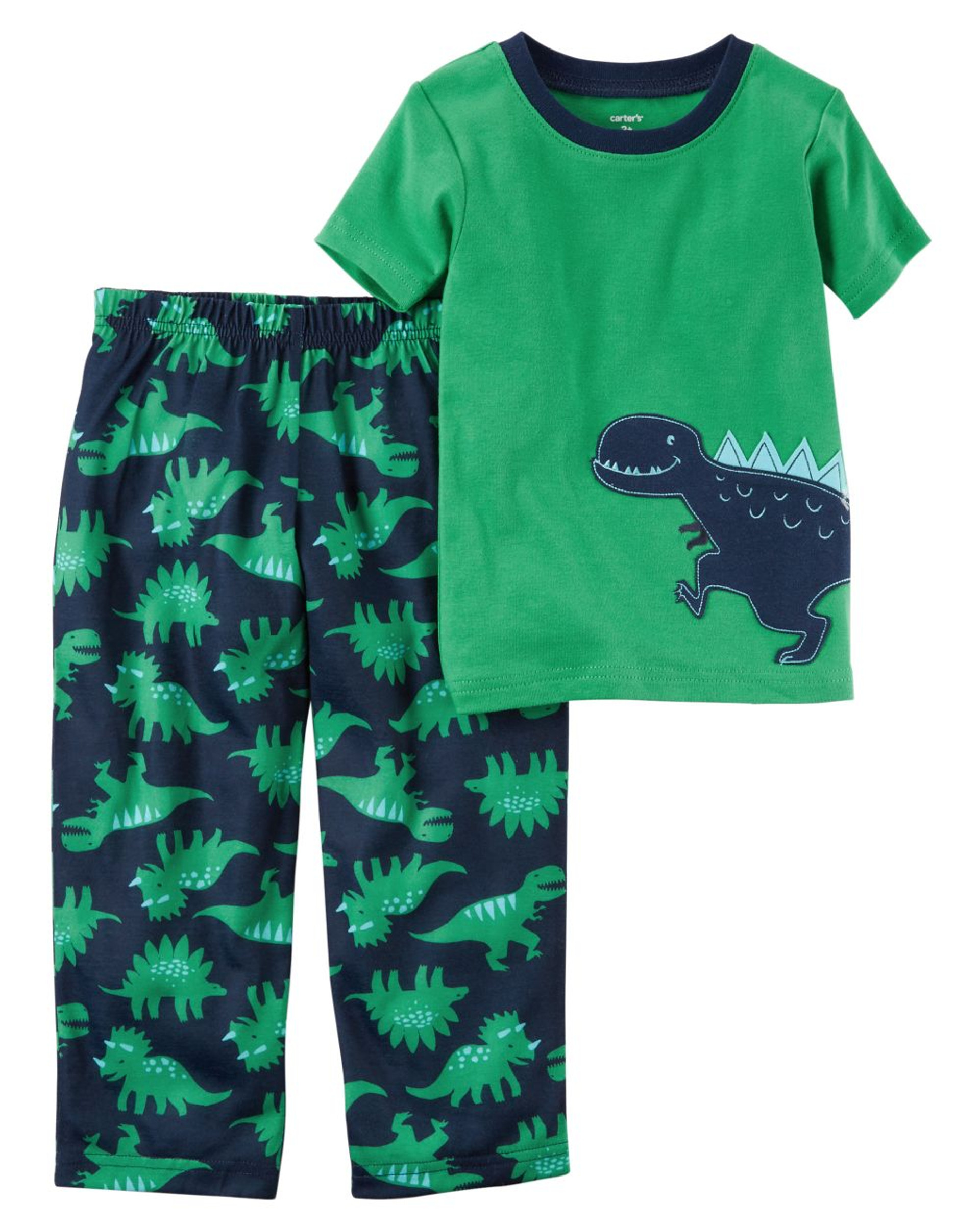 Carter's Boy's Toddler Green Dinosaur Cotton, Polyester Dino Pajama Set ...