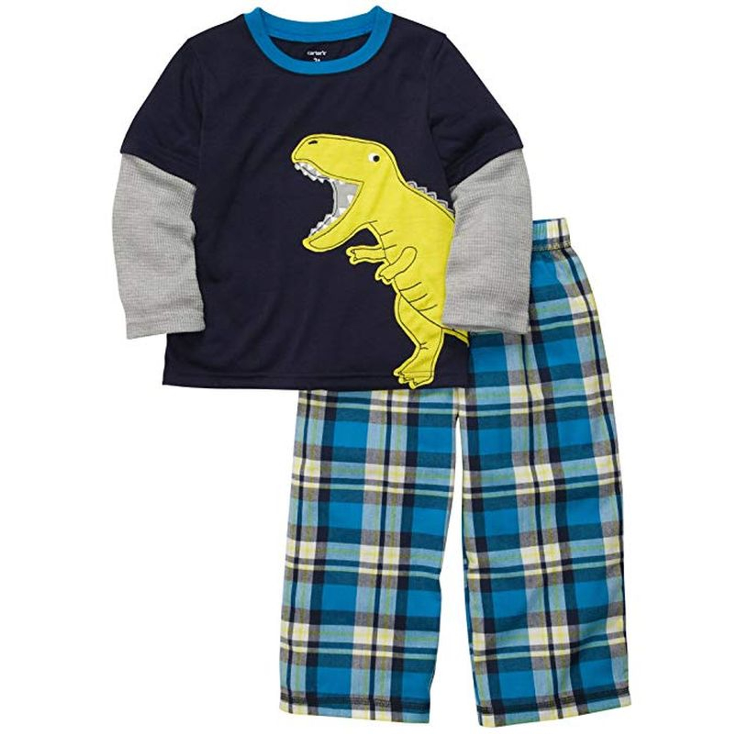 Carter's Boys 2-Piece Boy's Dinosaur Plaid Pajama Set, Size 3T - Little ...