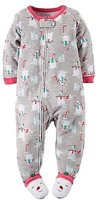 Carter's Girl's Snowman, Candy Canes Fleece Footed Pajama Sleeper | Little Dreamers Pajamas