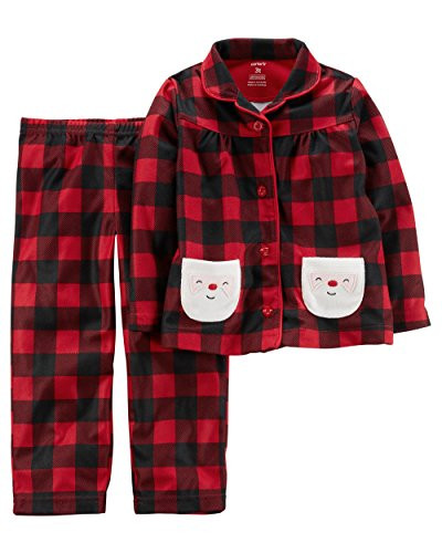 Carter's Boys Christmas Santa Claus Plaid Flannel Pajama Coat Set, Size 2T | Little Dreamers Pajamas