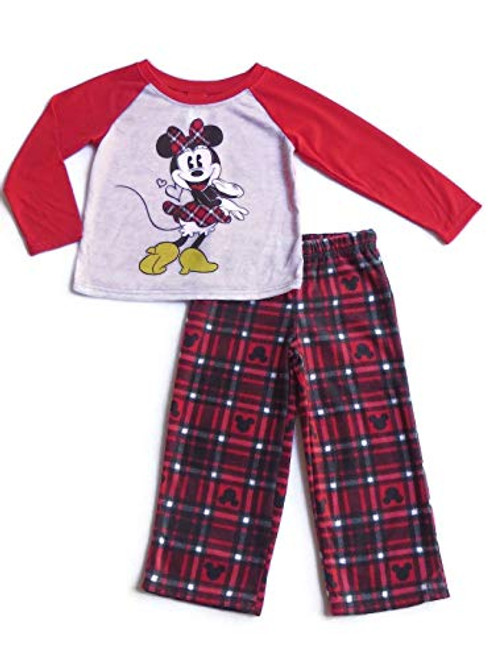 Disney Girl's Minnie Mouse Holiday Plaid Pajama Set, Size 6