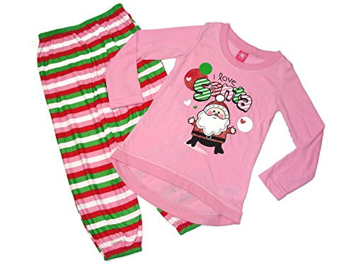 Girl's I Love Santa Pink Striped Christmas Pajama Set, Size 4/5 | Little Dreamers Pajamas