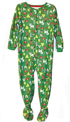 Toddler Girl's Green Christmas Presents Holiday Footed Pajama Sleeper | Little Dreamers Pajamas