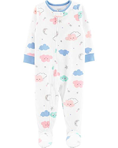 Carter's Toddler Girl's Clouds and Stars Fleece Footed Pajama Sleeper | Little Dreamers Pajamas