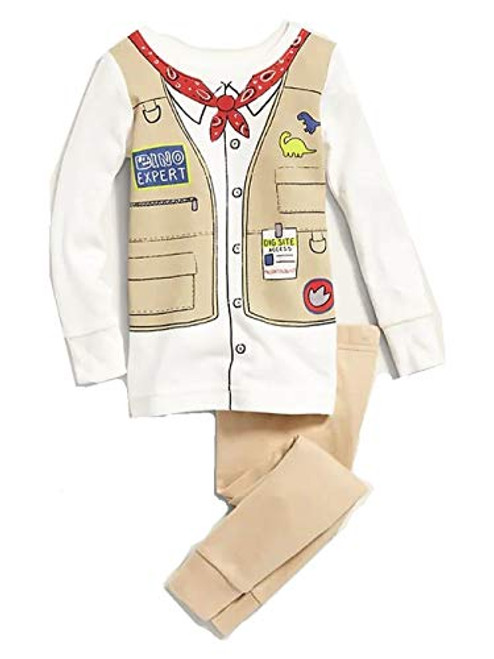 Toddler Boy's Paleontologist Dinosaur Costume Style Cotton Pajama Set