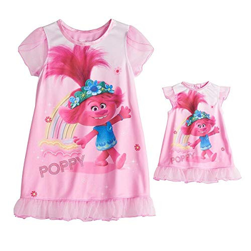 Robe Dreamworks Trolls Poppy and Heart Pink and Turquoise Luxe Fleece Bathrobe