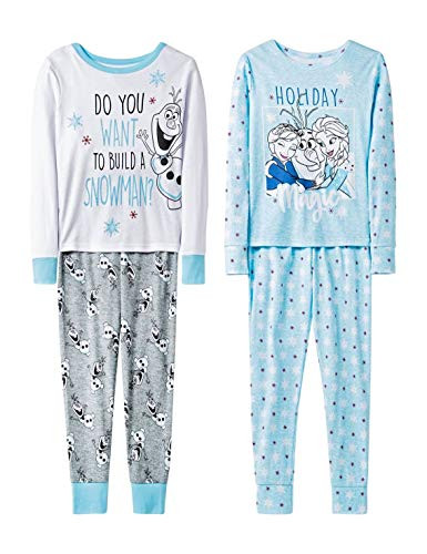 Disney Frozen Girl's Anna, Elsa and Olaf Holiday Magic 4-Piece Pajama Set | Little Dreamers Pajamas