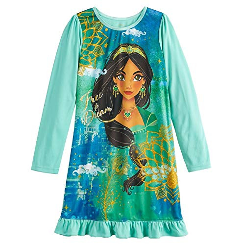 Girl's Mint Green Aladdin Jasmine 'Free to Dream' Nightgown, Nightshirt | Little Dreamers Pajamas