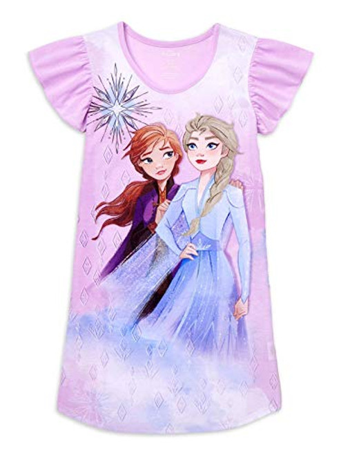 Disney Frozen Girl's Elsa and Anna Lilac Purple Nightgown, Gown