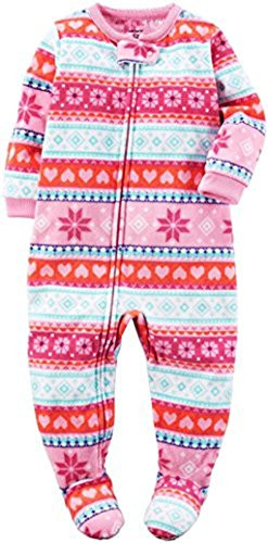 Carter's Girl's Winter Pink Fair Isle Fleece Footed Pajama Sleeper | Little Dreamers Pajamas