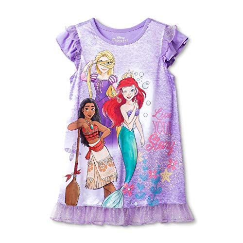 Disney Princess Toddler Girl's Rapunzel, Ariel and Moana Nightgown, Satin Gown