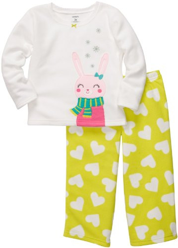 Carter's Girl's Winter Snow Bunny and Hearts Fleece Pajama Set | Little Dreamers Pajamas