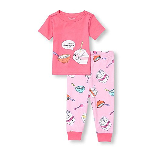 Toddler Girl's Cereal and Milk Cute Pink Pajama Pants Set | Little Dreamers Pajamas