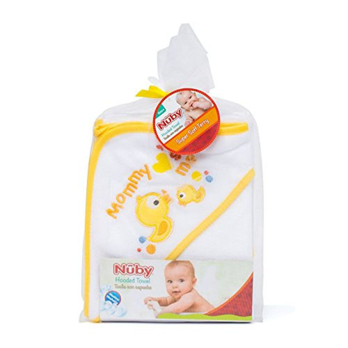 Nuby Unisex Baby Mommy Loves Me Duck Hooded Terry Bath Towel
