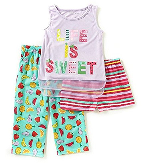 Girl's Life Is Sweet Summer Watermelon 3-Piece Pajama Set, Size 7/8