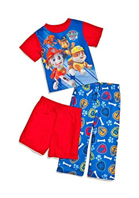 Boy's Paw Patrol Chase, Rubble, Zuma and Marshall 3-Pc Pajama Set, Size 3T