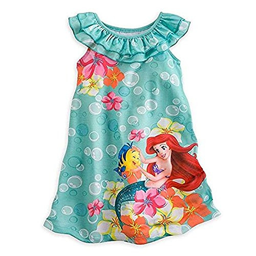 Disney The Little Mermaid Ariel and Flounder Girl's Nightgown, Nightshirt, Size 4