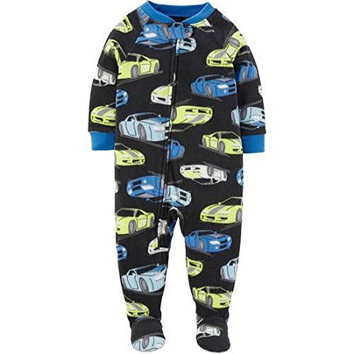 Child Of Mine by Carter's Cars Print on Navy Blue Fleece Footed Pajama Sleeper