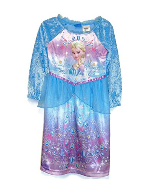 Disney Frozen Elsa Velour and Shimmery Tulle Fancy Nightgown, Size 3T