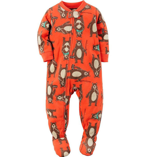 Carter's Fishing Bear Print Fleece Footed Pajama Sleeper Carter's Fishing Bear Print Fleece Footed Pajama Sleeper