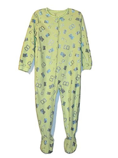 CARTER'S Girl's Green , Blue Sparkle Butterfly Fleece Pajama Sleeper, Size 3T