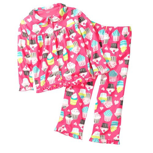 Carter's Girl's Hearts and Cupcakes Pink Microfleece Pajama Set, Size 4