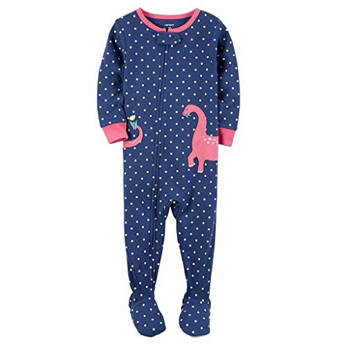 Girl's Polka Dot DINOSAUR Dino Cotton Footed Pajama Sleeper, Size 3T