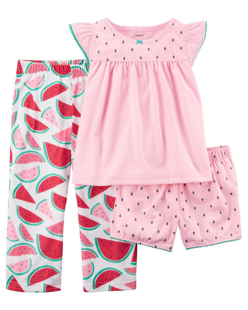 Carter's Watermelon 3-Piece Polyester Jersey Pajama Set, Size 8