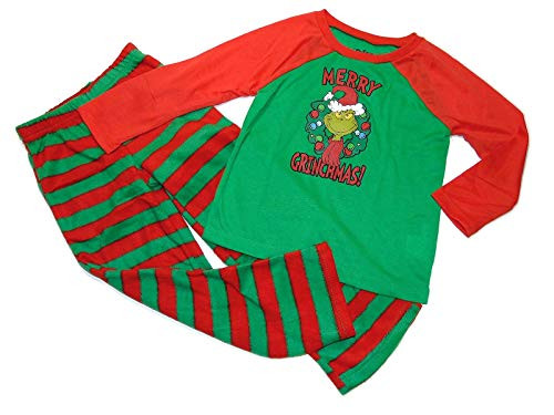 The Grinch Merry Grinchmas Jersey and Fleece Christmas Holiday Pajama Set