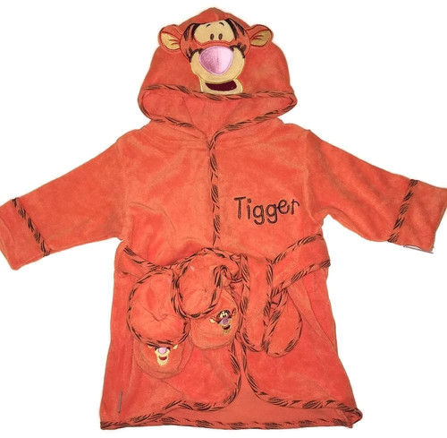 Winnie The Pooh Tigger Hooded Baby Robe and Booties Set, 0-9 Months, New