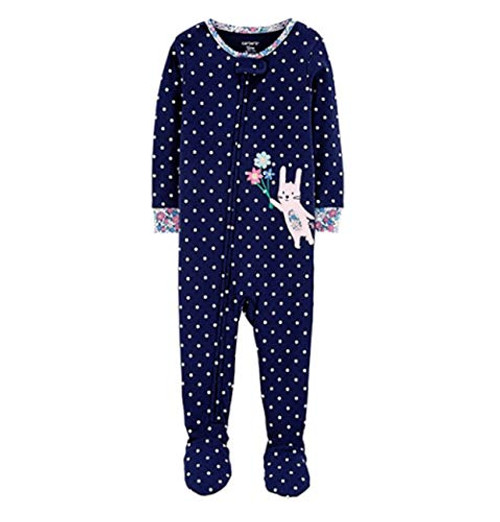 Toddler Girl's Floral Spring Easter Bunny Polka Dot Pajama Sleeper Toddler Girl's Floral Spring Easter Bunny Polka Dot Pajama Sleeper