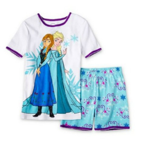 Disney Frozen Anna and Elsa Two Piece Shorts Pajama Set, Size 4