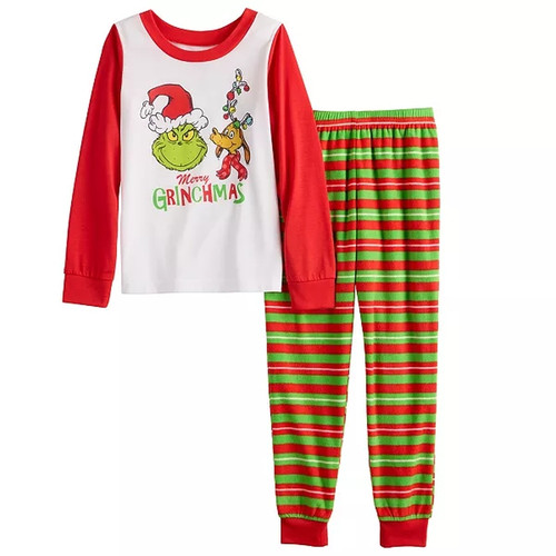 The Grinch and Max Girls, Boys Merry Grinchmas Poly Fleece Holiday Pajama Set