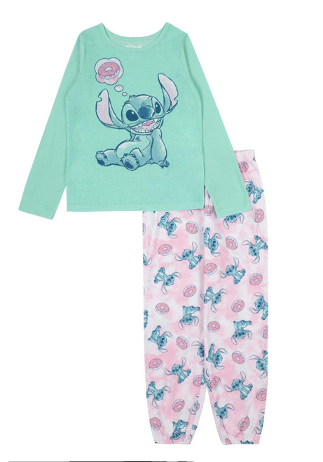 Disney Stitch and Donut Girl's 2-Piece Polyester Pajama Set