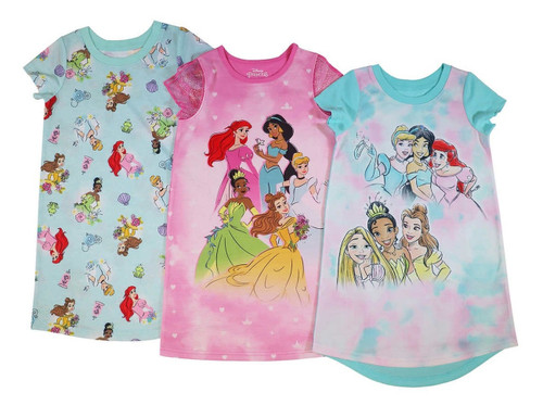 Disney Princess Graphic and Print Girls 3-Pack of Polyester Nightgown | Little Dreamers Pajamas