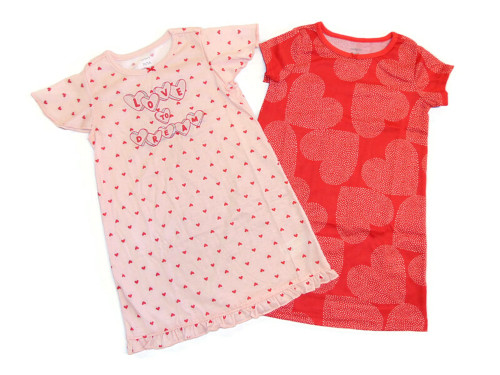Carter's Toddler Girl's Love To Dream Hearts Pink, Red Nightgown Set