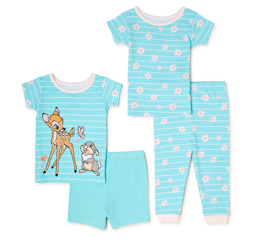 Disney Baby Girl's Bambi and Thumper Spring 4-Piece Cotton Pajama Set