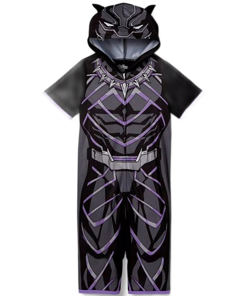Black Panther Boy's Lightweight Polyester Costume Hooded Pajama Short One-Piece Black Panther Boy's Lightweight Polyester Costume Hooded Pajama Short One-Piece