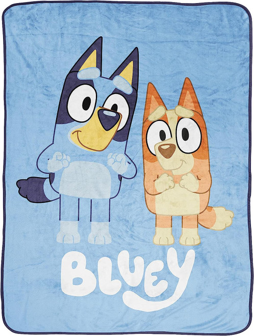 Bluey and Bingo Heeler Pups Plush Minky Fleece Blanket Throw 46" X 60"