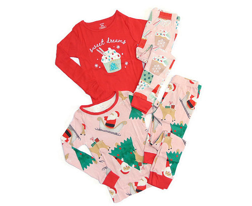 Carter's Girl's 4-PC Christmas Desserts, Santa and Reindeer Pajama Set | Little Dreamers Pajamas