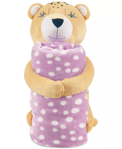 Leopard Cat Plush 12" Stuffed Animal Pillow and Fleece Blanket Throw Set