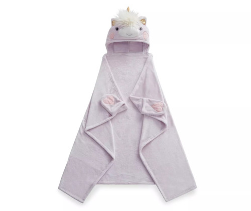 Children's Hooded Plush Minky Fleece Purple Unicorn Blanket Throw, 40" X 50" | Little Dreamers Pajamas