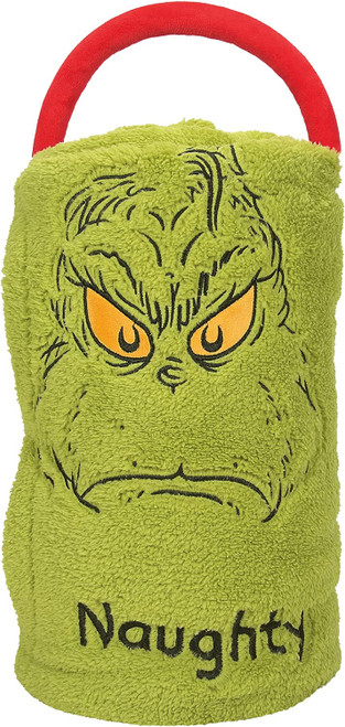 Dept. 56 Snowpinions Snow Throw Dr. Seuss The Grinch Naughty Nice Fleece Blanket, 45" X 60" | Little Dreamers Pajamas