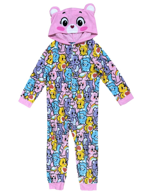 Care Bears Girl's Soft Fleece Hooded Print Pajama Sleeper | Little Dreamers Pajamas