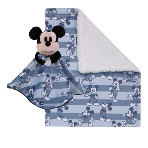Disney Mickey Mouse Super Soft Sherpa Baby Blanket and Security Blanket Set