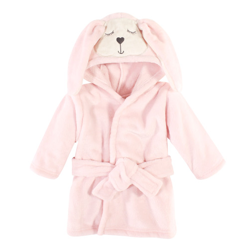 Hudson Baby Girl's Plush Animal Bathrobe, Pink Bunny, 0-9 Months