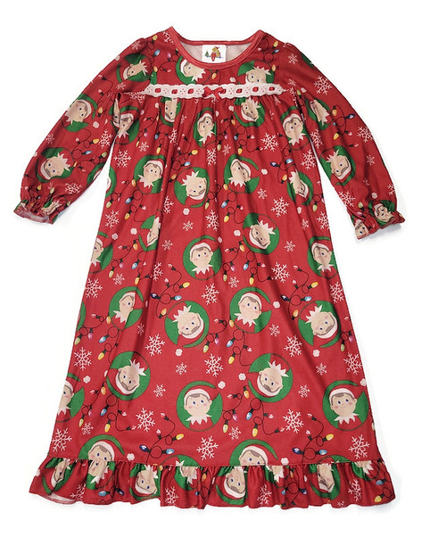 Elf On The Shelf Toddler Girl's Flannel Christmas Lights Nightgown, Size 3T